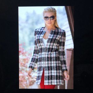 NEW Boston Proper Mod Plaid Tweed Topper Coat